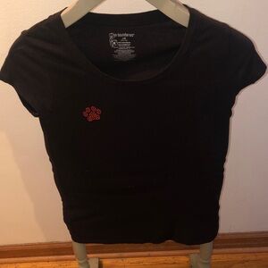 No Boundaries Black Crew Neck Tee with red paw Print L (11-13)